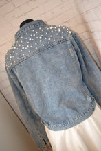 Load image into Gallery viewer, Personalised Denim Jacket, Bride Pearl Jacket, Bride to Be, Just Married, Honeymoon, Hen Party, Wifey Bridal Gift