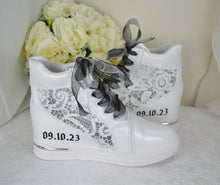 Load image into Gallery viewer, DIY Wedding Converse. Wedding Shoe Vinyl, Iron On Transfer Stickers, Iron On Vinyl, Custom Wedding Shoes, Personalised Sneakers, Trainers