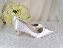 Load image into Gallery viewer, Elegant Bridal Satin Kitten Heels, Handmade Quality All Day Comfort Wedding Shoes for Bride Bridesmaid Hen Do Engagement Party Other Colours