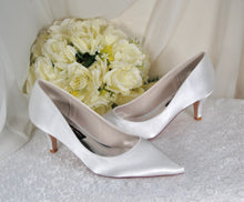 Load image into Gallery viewer, Elegant Bridal Satin Kitten Heels, Handmade Quality All Day Comfort Wedding Shoes for Bride Bridesmaid Hen Do Engagement Party Other Colours