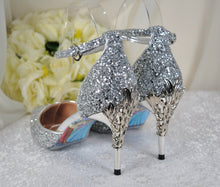 Load image into Gallery viewer, Silver Cinderella Bridal Shoes Size UK4/US6.5