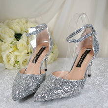Load image into Gallery viewer, Silver Cinderella Bridal Shoes Size UK4/US6.5
