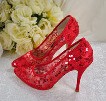 Load image into Gallery viewer, Red Lace Shoes UK3/US6