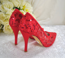 Load image into Gallery viewer, Red Lace Shoes UK3/US6