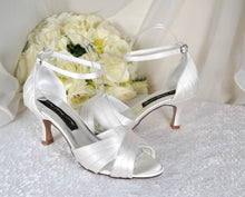 Load image into Gallery viewer, White Satin Low Heel Wedding Sandals UK6/US8.5