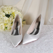 Load image into Gallery viewer, Elegant Bridal Satin Kitten Heels, Handmade Quality All Day Comfort Wedding Shoes for Bride Bridesmaid Hen Do Engagement Party Other Colours