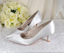Load image into Gallery viewer, Elegant Bridal Satin Kitten Heels, Handmade Quality All Day Comfort Wedding Shoes for Bride Bridesmaid Hen Do Engagement Party Other Colours