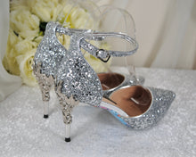 Load image into Gallery viewer, Silver Cinderella Bridal Shoes Size UK4/US6.5