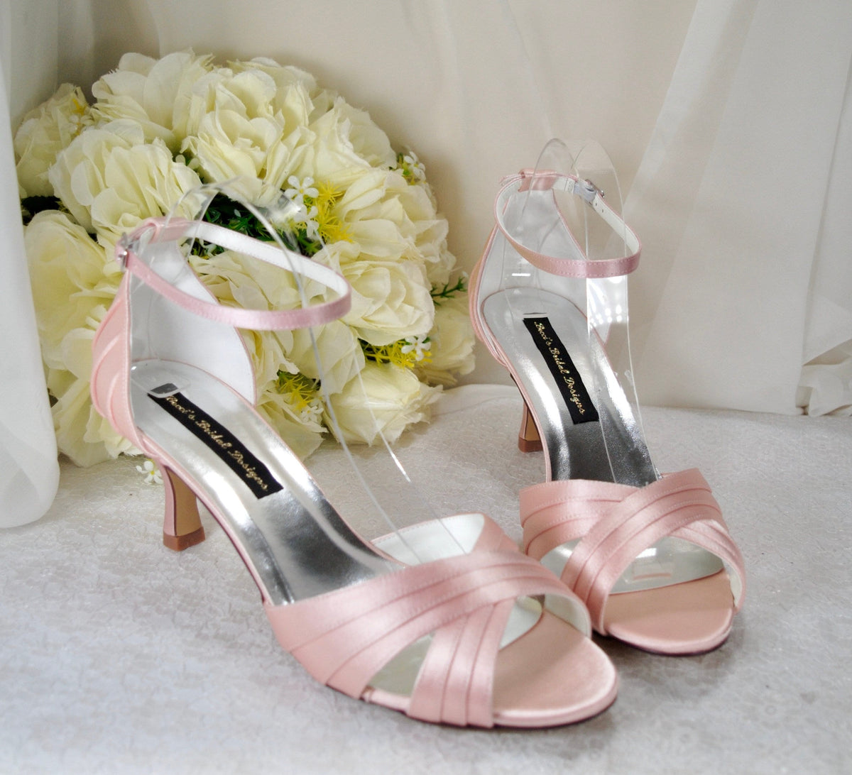Blush Satin Blush Colored Wedding Shoes Satin Block Heel Wedding