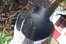 Load image into Gallery viewer, Wedding Cape - Celestial Moon and Star, Black or Ivory, Up to Cathedral Length Cape