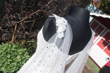Load image into Gallery viewer, Wedding Cape - Celestial Moon and Star, Black or Ivory, Up to Cathedral Length Cape