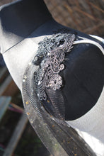 Load image into Gallery viewer, Wedding Cape - Celestial Moon and Star, Black or Ivory, Up to Cathedral Length Cape