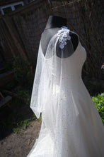 Load image into Gallery viewer, Wedding Cape - Celestial Moon and Star, Black or Ivory, Up to Cathedral Length Cape