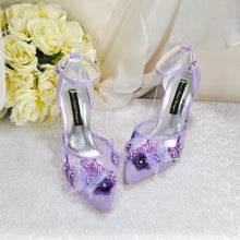 Load image into Gallery viewer, Purple Butterfly Block Heels