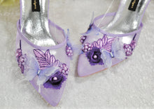 Load image into Gallery viewer, Purple Butterfly Block Heels
