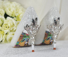 Load image into Gallery viewer, Sparkling Glitter Wedding Shoes, Beauty and the Beast 7cm Kitten Heel