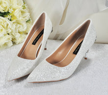 Load image into Gallery viewer, Sparkling Glitter Wedding Shoes, Beauty and the Beast 7cm Kitten Heel