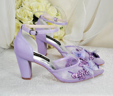 Load image into Gallery viewer, Purple Butterfly Block Heels