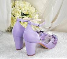 Load image into Gallery viewer, Purple Butterfly Block Heels