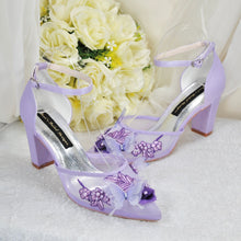 Load image into Gallery viewer, Purple Butterfly Block Heels