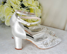 Load image into Gallery viewer, Lace Block Heel Bride Shoes - Size UK4/US6.5