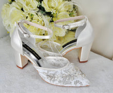 Load image into Gallery viewer, Lace Block Heel Bride Shoes - Size UK4/US6.5