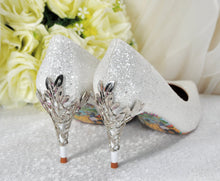 Load image into Gallery viewer, Sparkling Glitter Wedding Shoes, Beauty and the Beast 7cm Kitten Heel