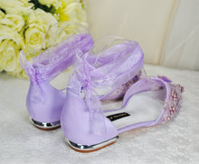 Load image into Gallery viewer, Lilac Lace Ballet Flats with Silk Butterflies, UK3/US5.5