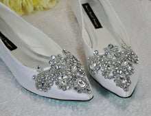 Load image into Gallery viewer, Satin Pointy Toe Flats with Sparkly RHINESTONES APPLIQUÉ