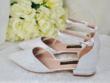 Load image into Gallery viewer, White Wedding Flats with Removable Bow, UK3/US5.5