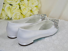 Load image into Gallery viewer, Satin Pointy Toe Flats with Sparkly RHINESTONES APPLIQUÉ