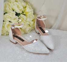 Load image into Gallery viewer, White Wedding Flats with Removable Bow, UK3/US5.5