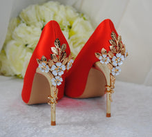 Load image into Gallery viewer, Orange Bridal Shoes -Size UK5/US7.5