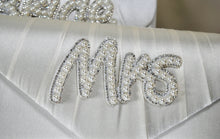 Load image into Gallery viewer, Bride Satin Clutch Bag, Pearl Mrs Embellishment, Over 25 colours
