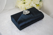 Load image into Gallery viewer, Beautiful Crystal Shoe Clips and Navy Matching Bag