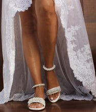 Load image into Gallery viewer, White or Ivory Pearl Flat Sandals