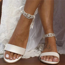 Load image into Gallery viewer, White or Ivory Flat Sandals