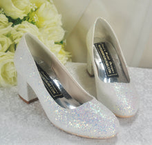 Load image into Gallery viewer, Glitter Wedding Shoes, 2 Inch Chunky Heel Shoes.