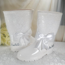 Load image into Gallery viewer, Bridal Rain Boots, Wellies, Alternative Wedding Shoes, Personalised