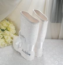 Load image into Gallery viewer, Bridal Rain Boots, Wellies, Alternative Wedding Shoes, Personalised