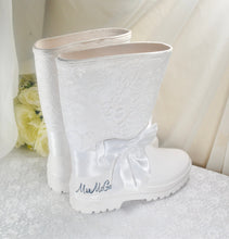 Load image into Gallery viewer, Bridal Rain Boots, Wellies, Alternative Wedding Shoes, Personalised