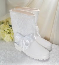 Load image into Gallery viewer, Bridal Rain Boots, Wellies, Alternative Wedding Shoes, Personalised