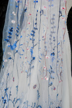 Load image into Gallery viewer, Blue Meadow Flower Floral Veil, Beautiful Wedding Veil with Blue Flowers