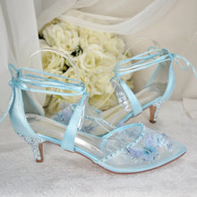 Load image into Gallery viewer, Blue Butterfly Bridal Shoes Size UK7/US9.5