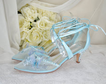 Load image into Gallery viewer, Blue Butterfly Bridal Shoes Size UK7/US9.5