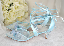 Load image into Gallery viewer, Blue Butterfly Bridal Shoes Size UK7/US9.5