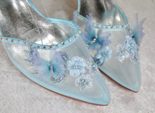 Load image into Gallery viewer, Blue Butterfly Bridal Shoes Size UK7/US9.5
