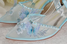 Load image into Gallery viewer, Blue Butterfly Bridal Shoes Size UK7/US9.5