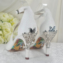 Load image into Gallery viewer, White Glitter Wedding Sandals Size UK3/US5.5