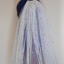 Load image into Gallery viewer, White Wedding Veil with Multicoloured Hearts and attached comb